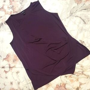 Alfani deep purple silky faux wrap hankerchief hem sleeveless blouse